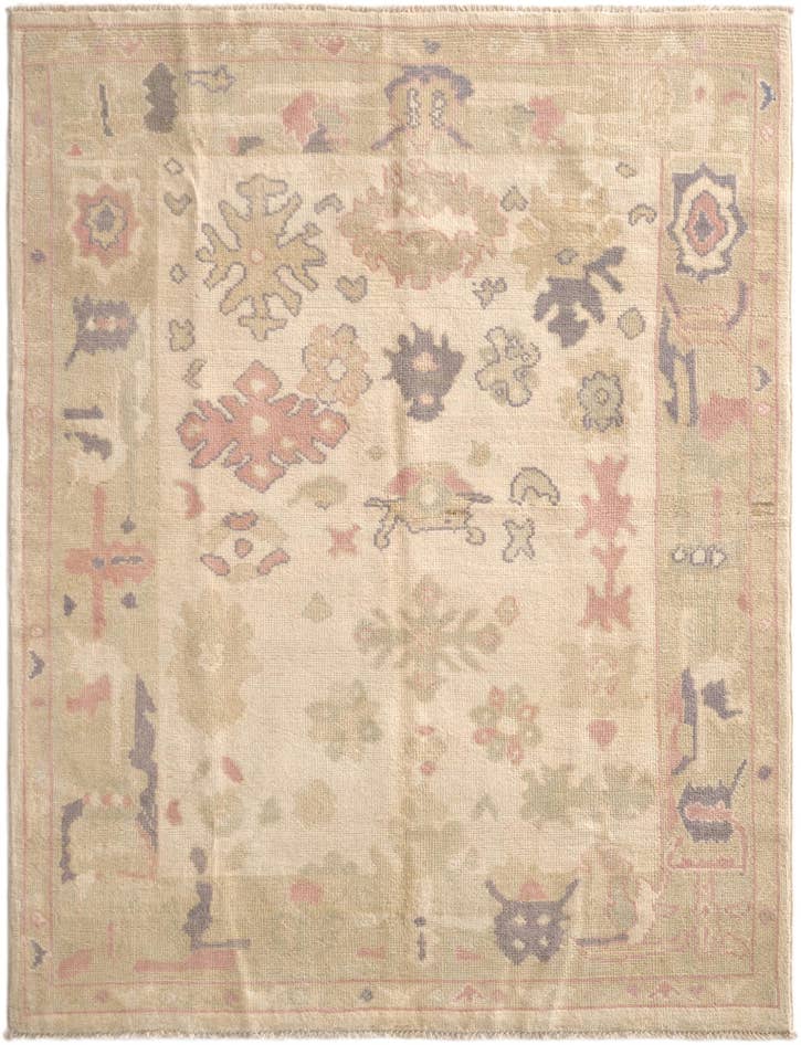 Detail image of 4' 7 x 6' 1 Hand Knotted Oushak Wool Rug