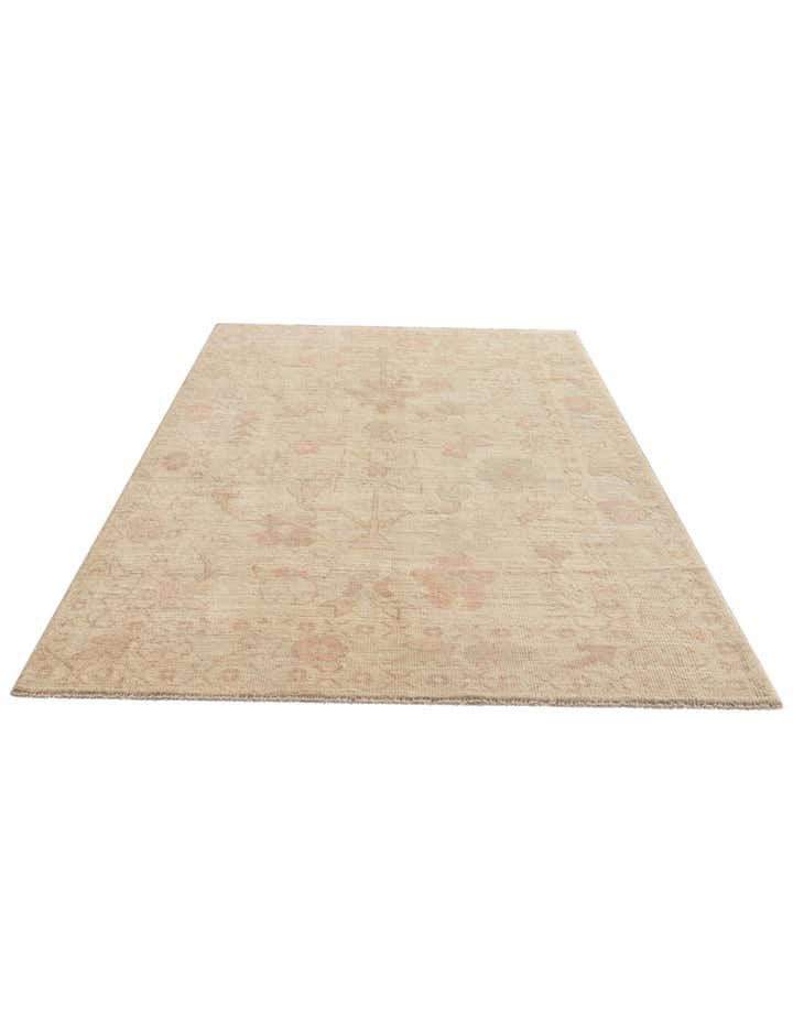 4' 11 x 7' Hand Knotted Oushak Wool Rug