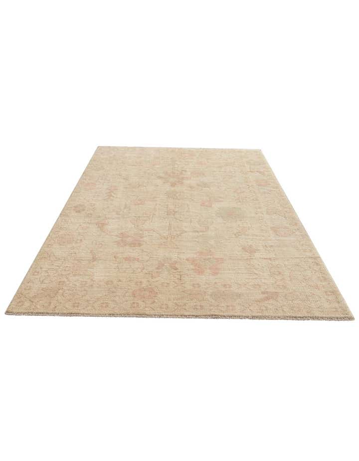 4' 11 x 7' Hand Knotted Oushak Wool Rug