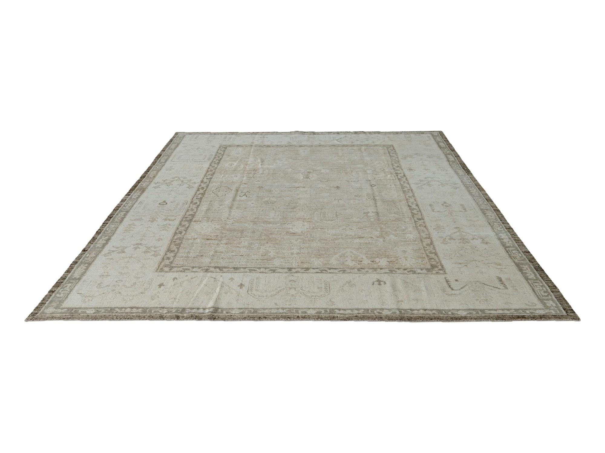 9' 11 x 12' 3 Hand Knotted Oushak Wool Rug