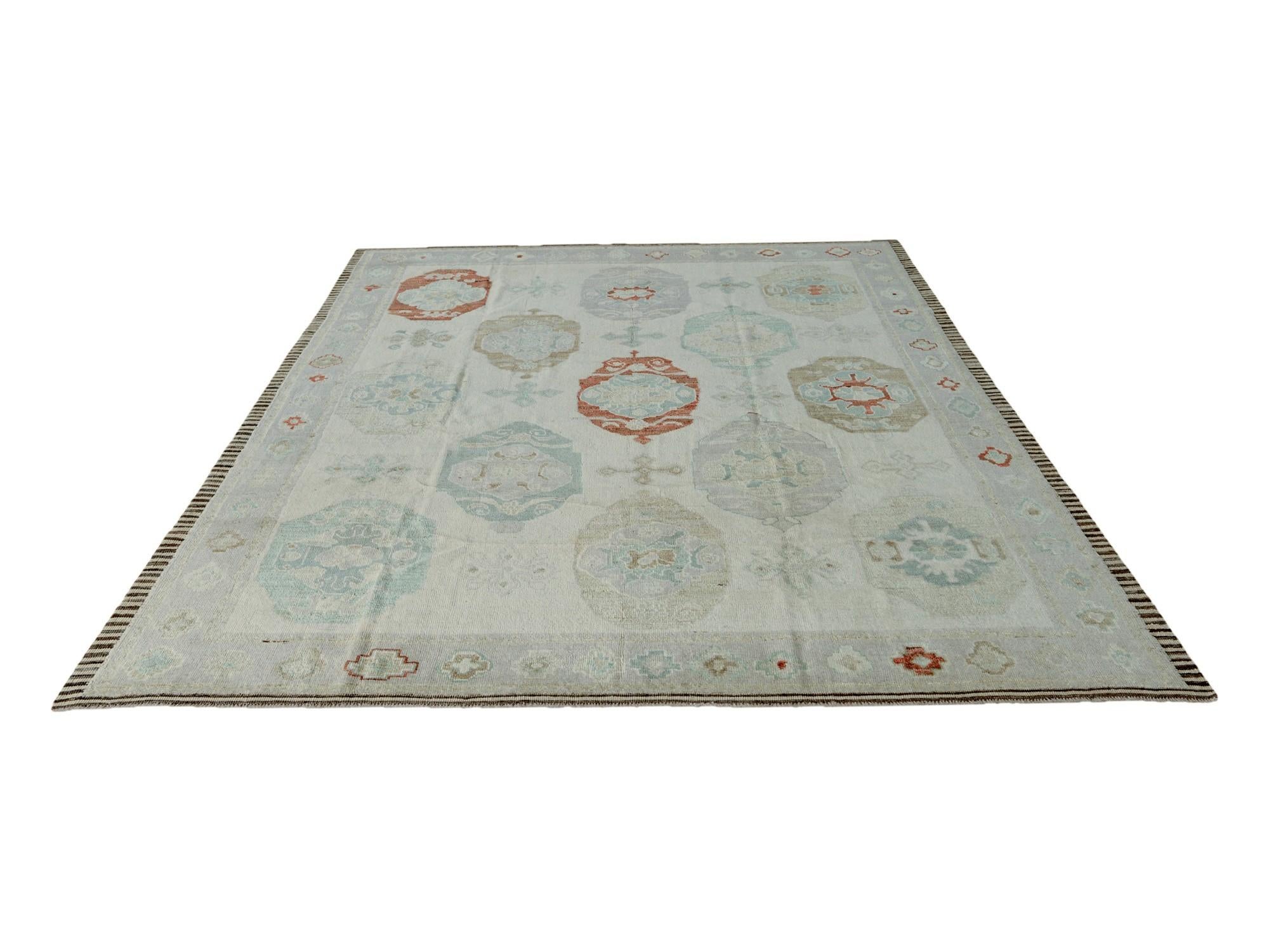 9' 5 x 12' 8 Hand Knotted Oushak Wool Rug