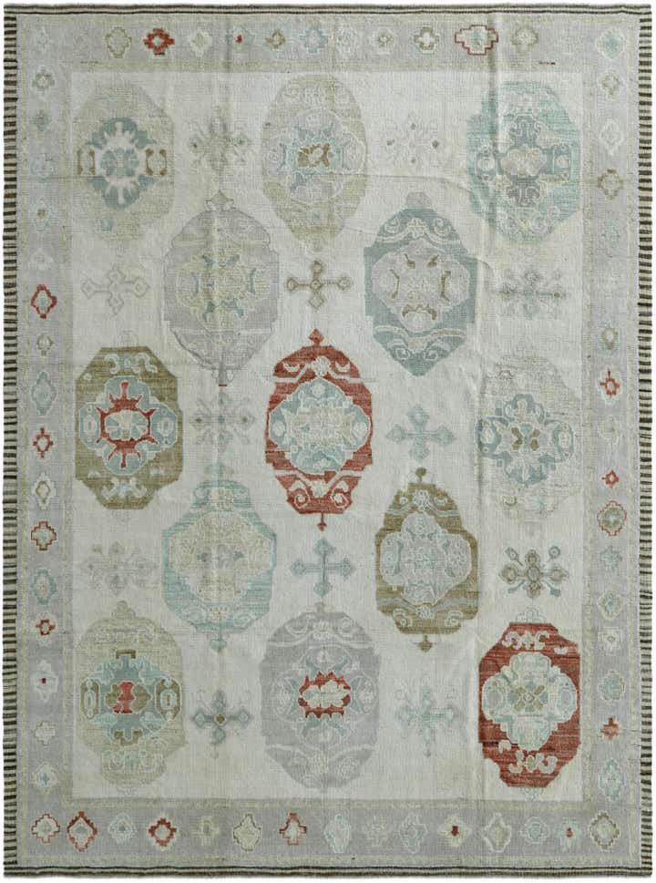 9' 5 x 12' 8 Hand Knotted Oushak Wool Rug