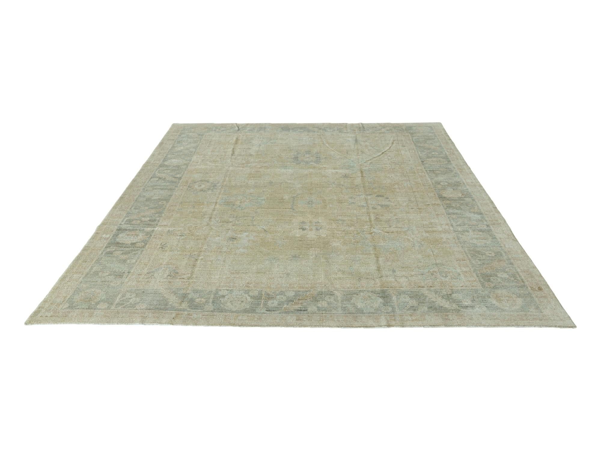 9' 4 x 11' 9 Hand Knotted Oushak Wool Rug