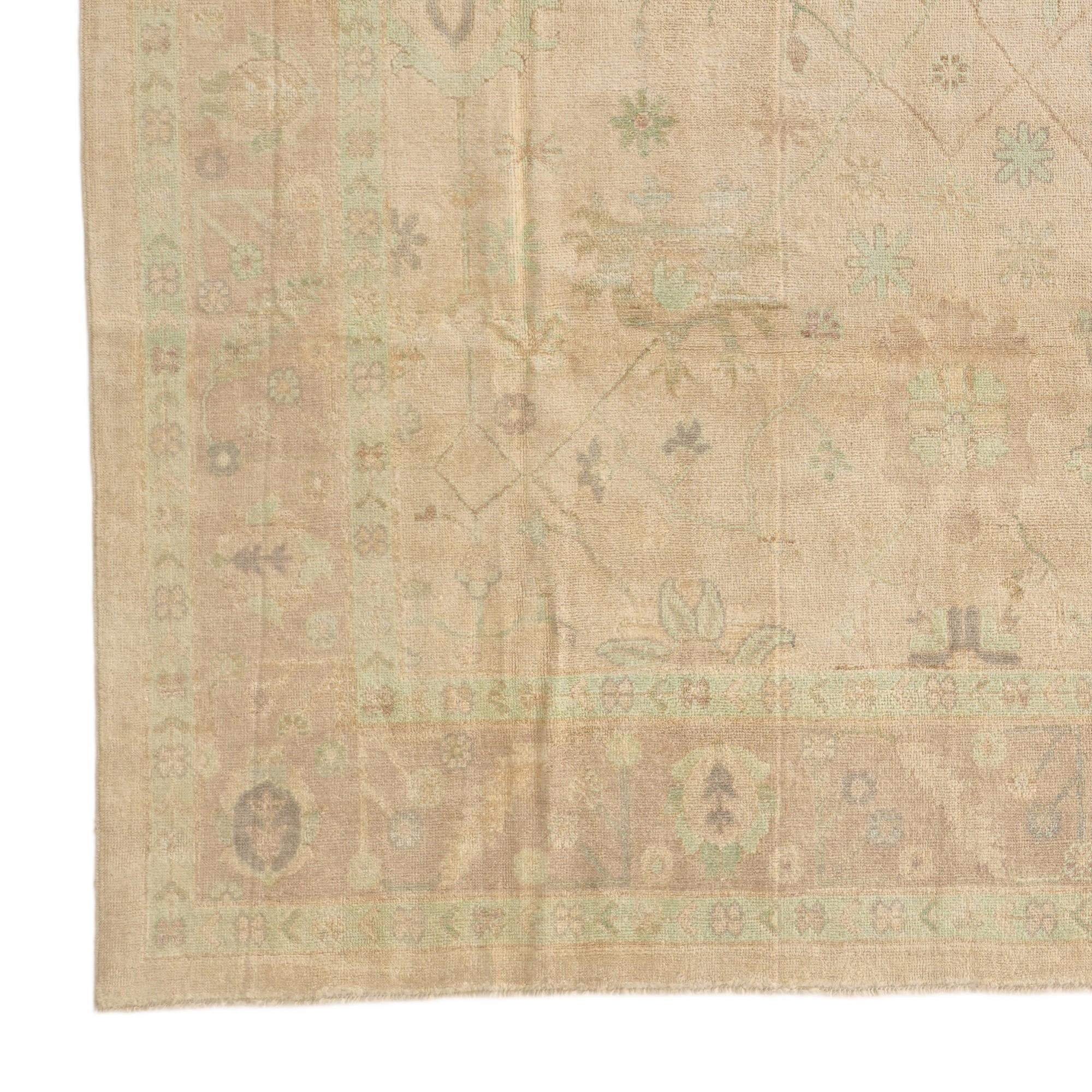 8' 4 x 9' 7 Hand Knotted Oushak Wool Rug
