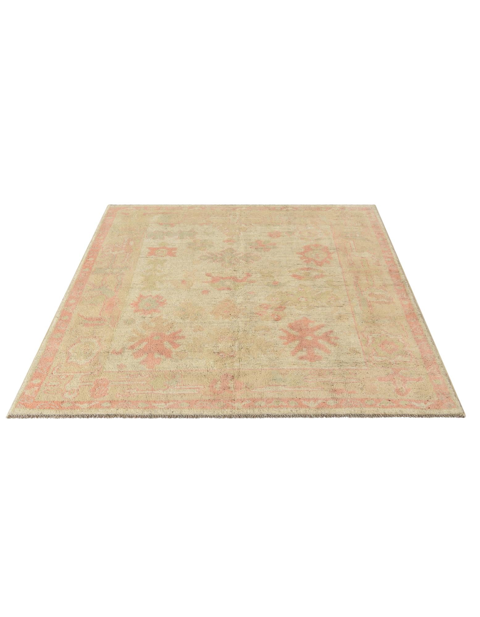 5' 2 x 6' 5 Hand Knotted Oushak Wool Rug