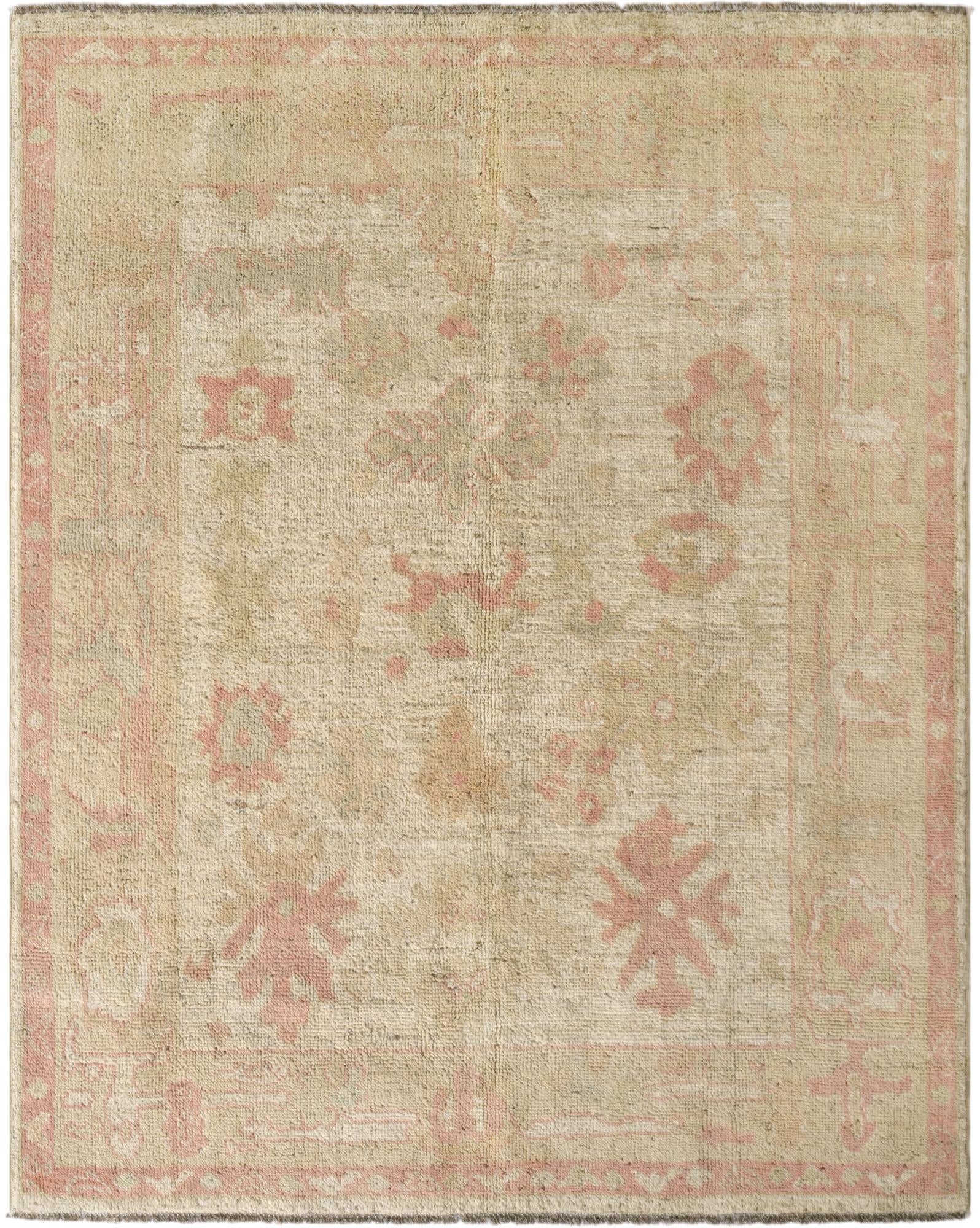 5' 2 x 6' 5  Hand Knotted Oushak Wool Rug