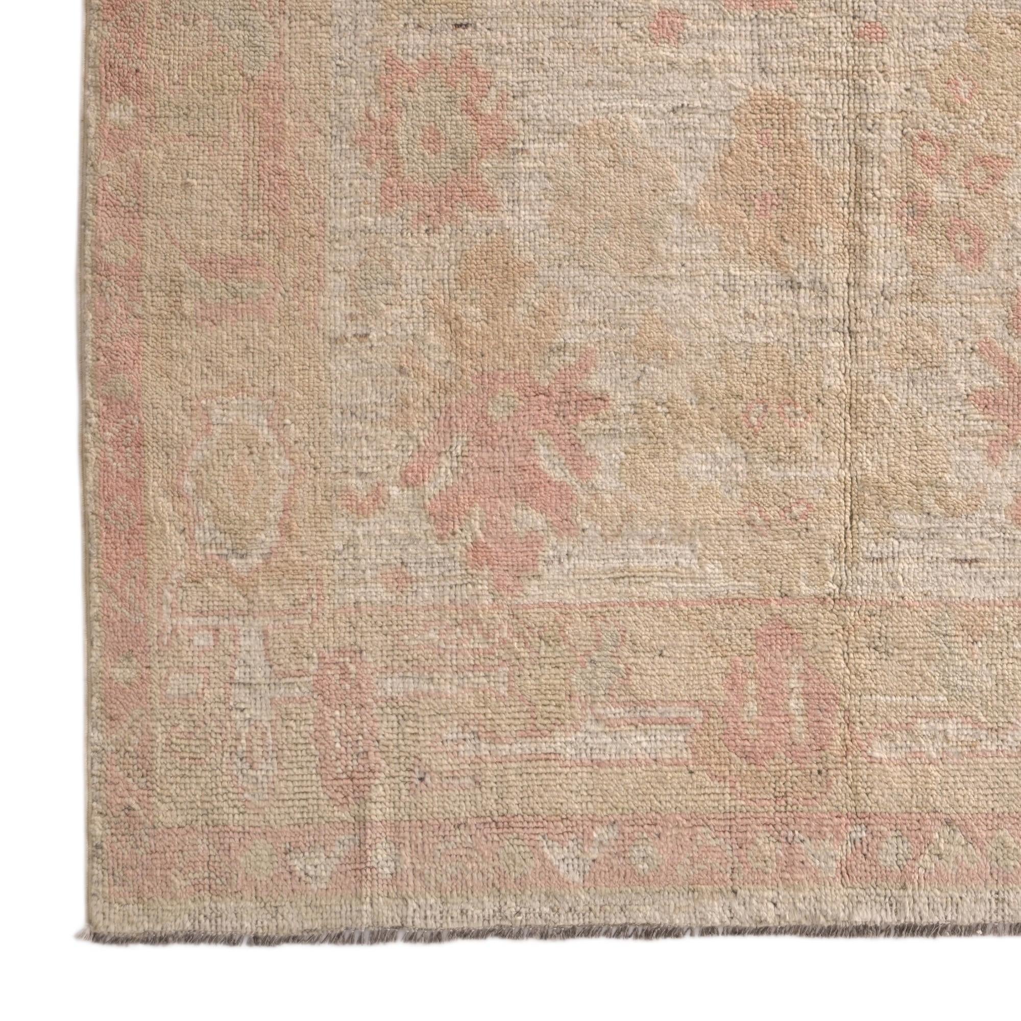 5' 1 x 6' 9 Hand Knotted Oushak Wool Rug