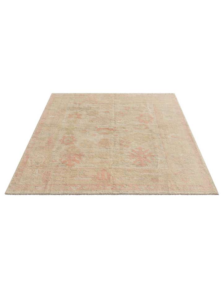 5' 1 x 6' 9 Hand Knotted Oushak Wool Rug