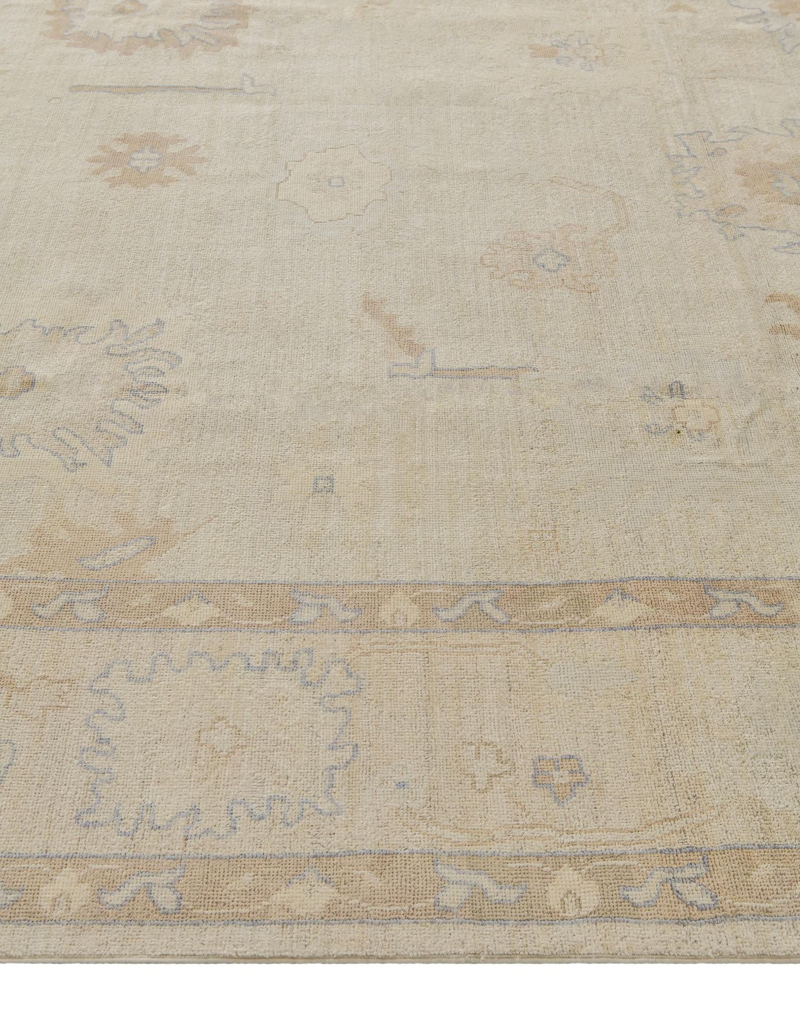 8' 11 x 11' 8 Hand Knotted Oushak Wool Rug