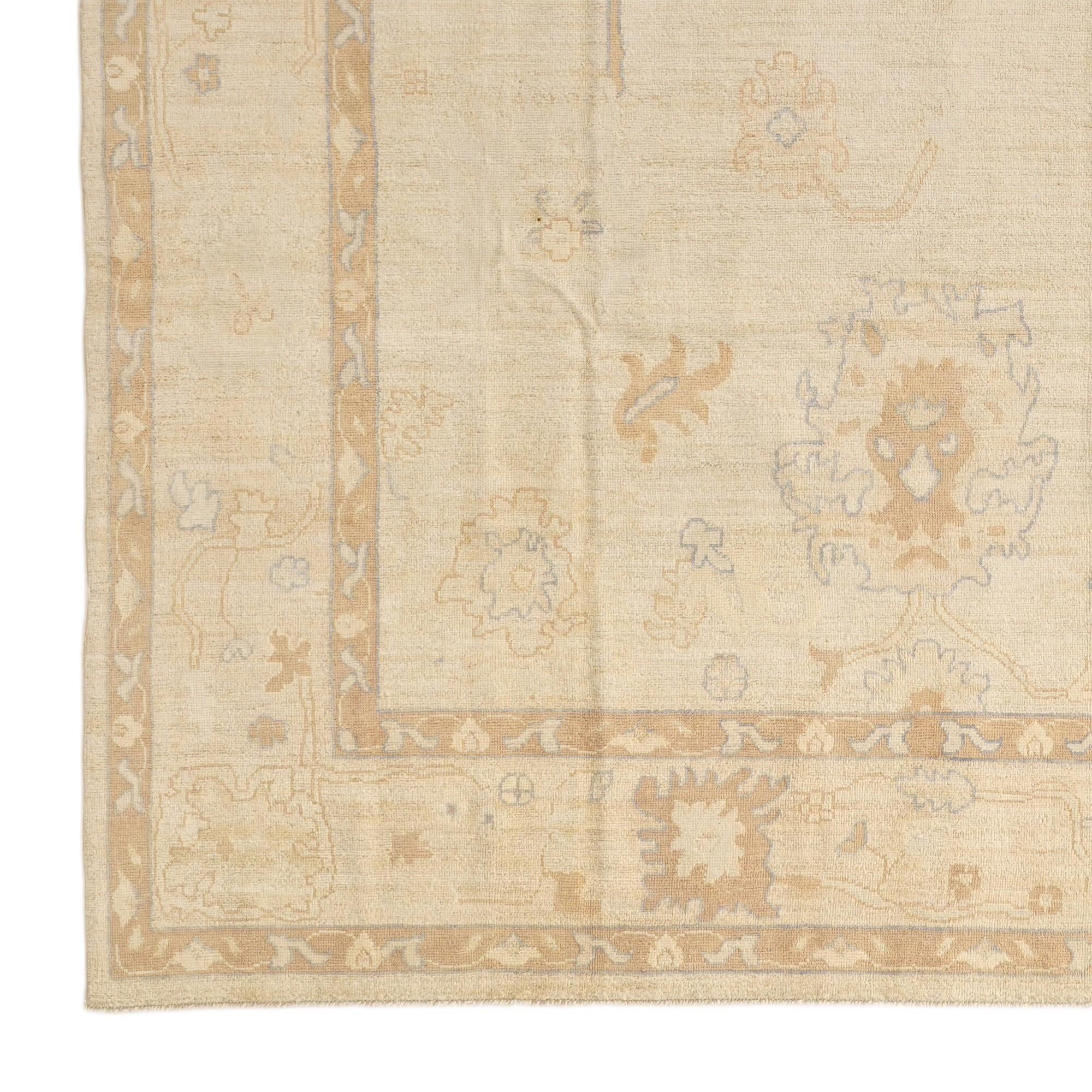 8' 11 x 11' 8 Hand Knotted Oushak Wool Rug