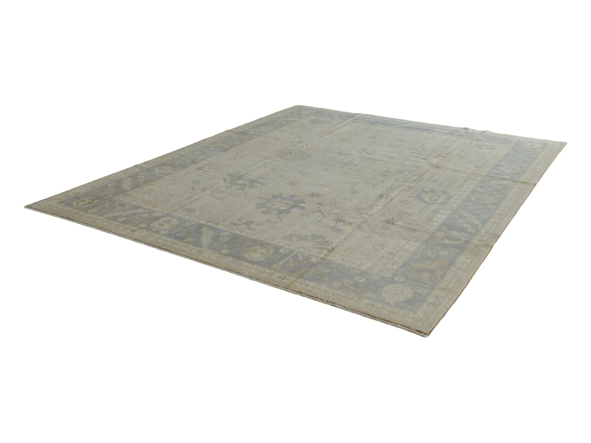 9' 1 x 11' 2 Hand Knotted Oushak Wool Rug