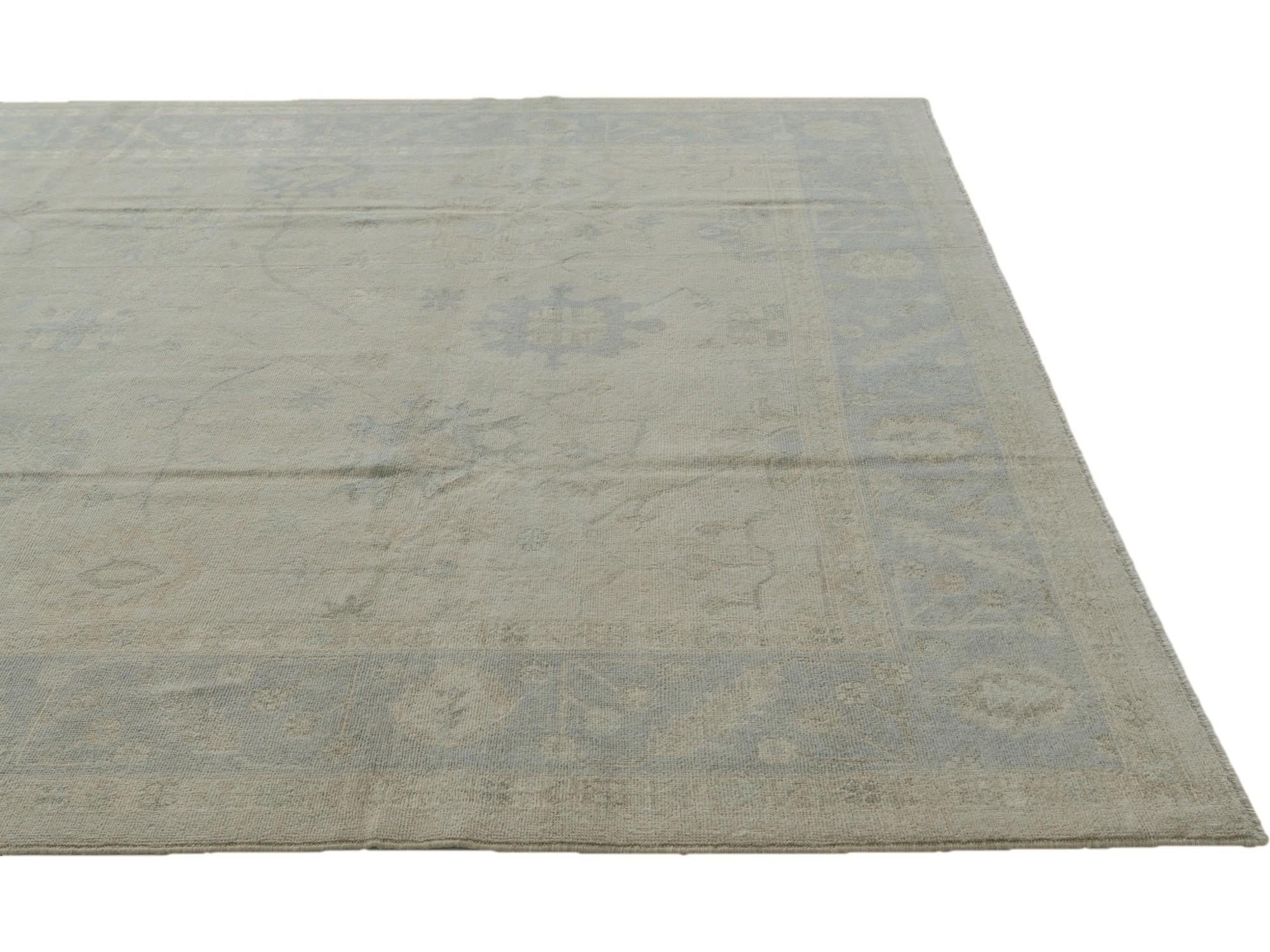 9' 1 x 11' 2 Hand Knotted Oushak Wool Rug
