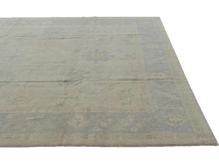 9' 1 x 11' 2 Hand Knotted Oushak Wool Rug