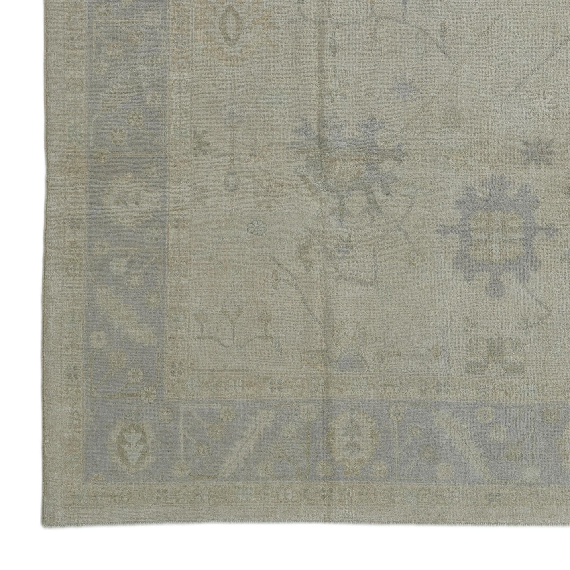 9' 1 x 11' 2 Hand Knotted Oushak Wool Rug