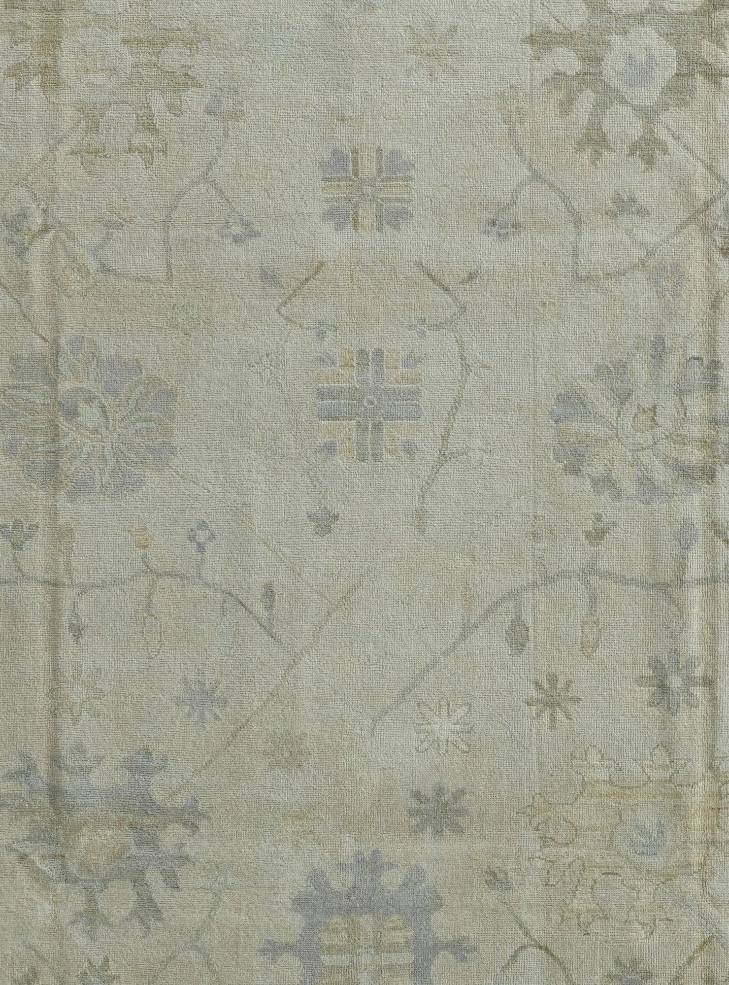 9' 1 x 11' 2 Hand Knotted Oushak Wool Rug