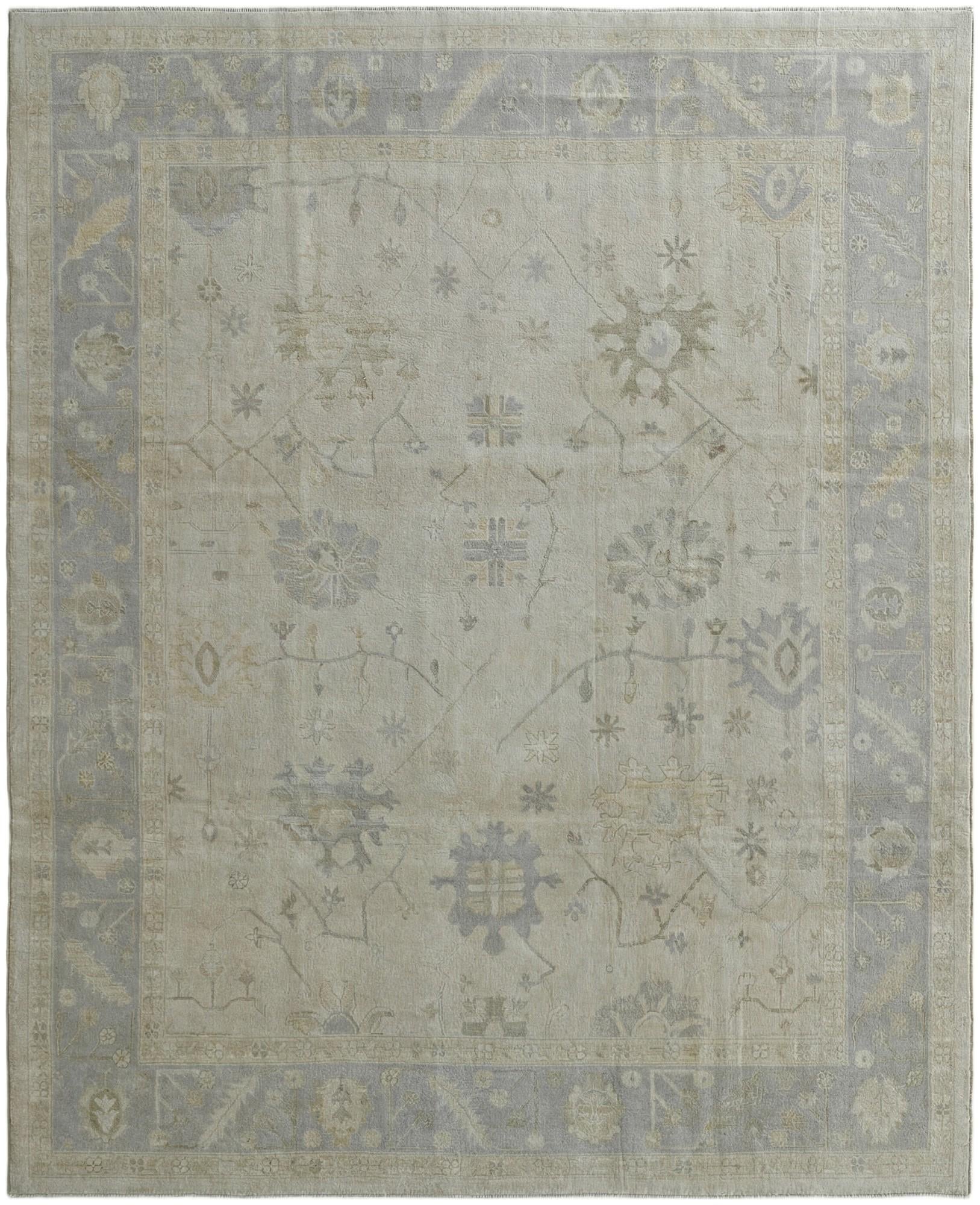 9' 1 x 11' 2 Hand Knotted Oushak Wool Rug