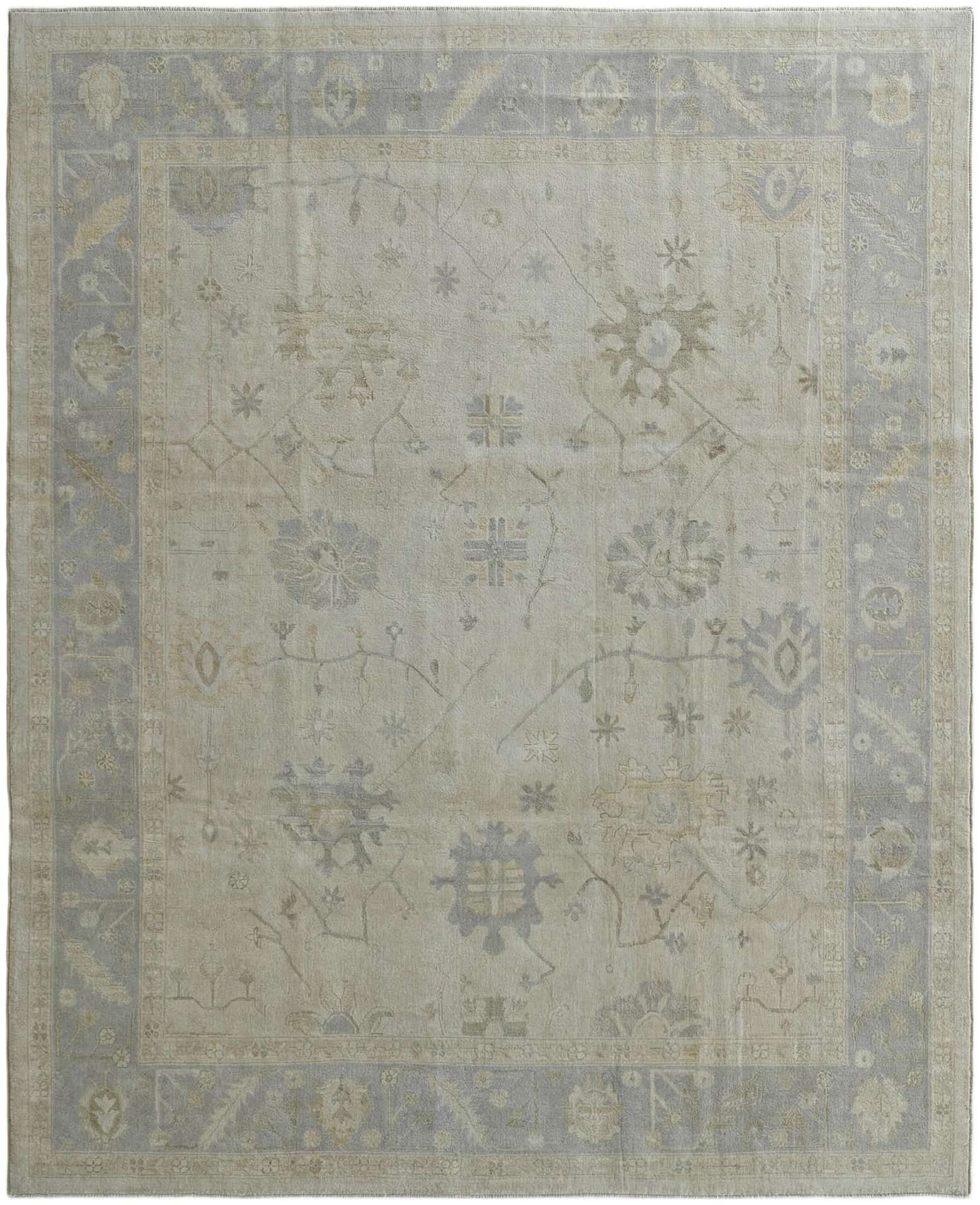 9' 1 x 11' 2 Hand Knotted Oushak Wool Rug