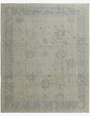 9' 1 x 11' 2 Hand Knotted Oushak Wool Rug
