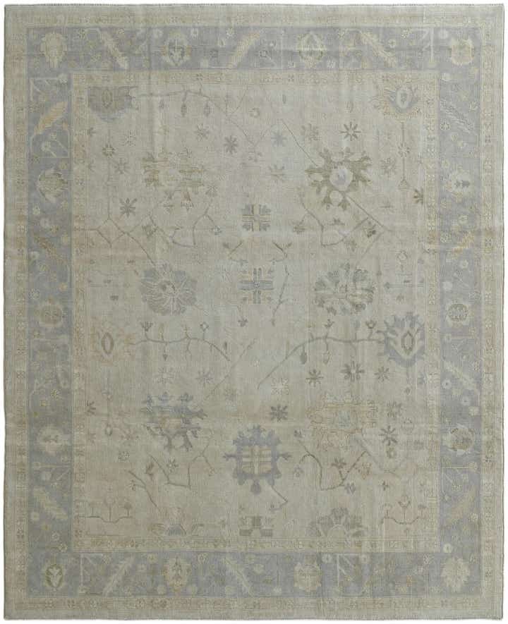 9' 1 x 11' 2 Hand Knotted Oushak Wool Rug