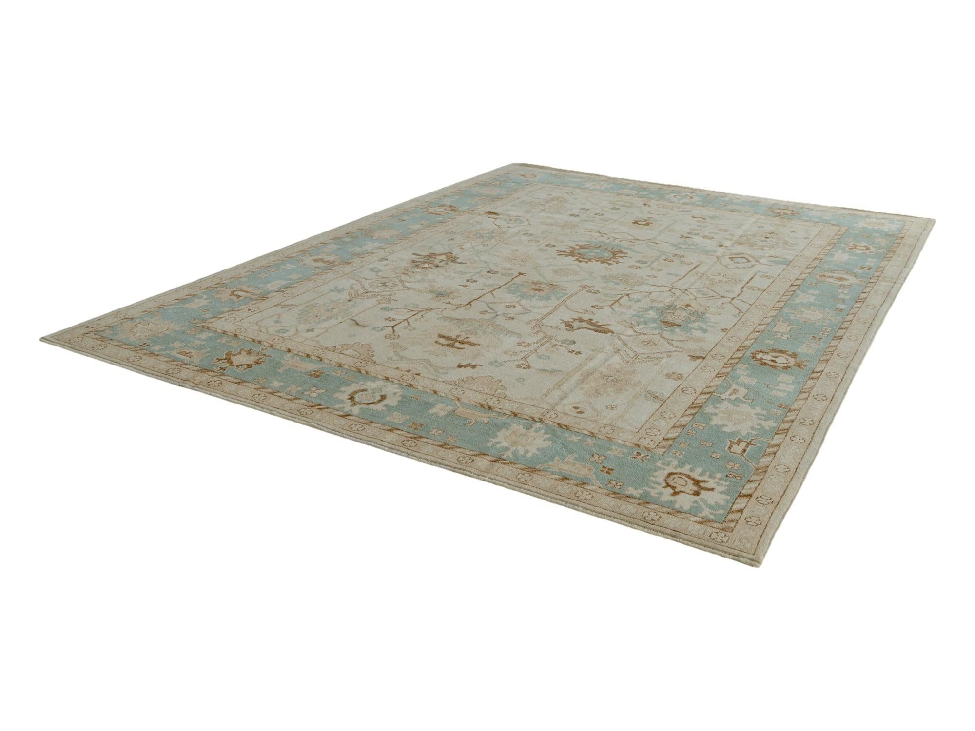 9' 2 x 12' 3 Hand Knotted Oushak Wool Rug