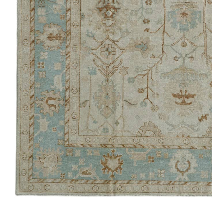 Detail image of 9' 2 x 12' 3 Hand Knotted Oushak Wool Rug