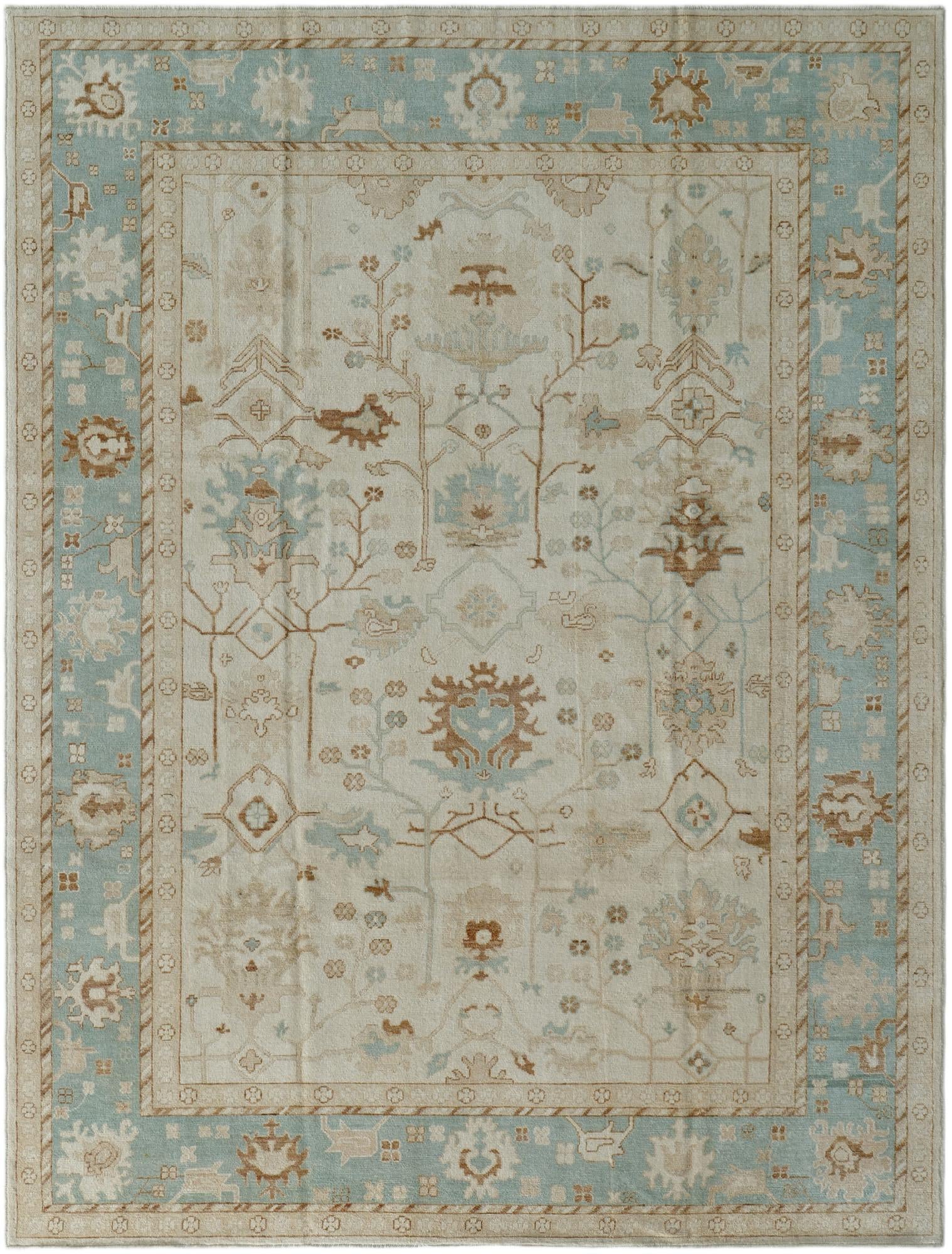 9' 2 x 12' 3 Hand Knotted Oushak Wool Rug