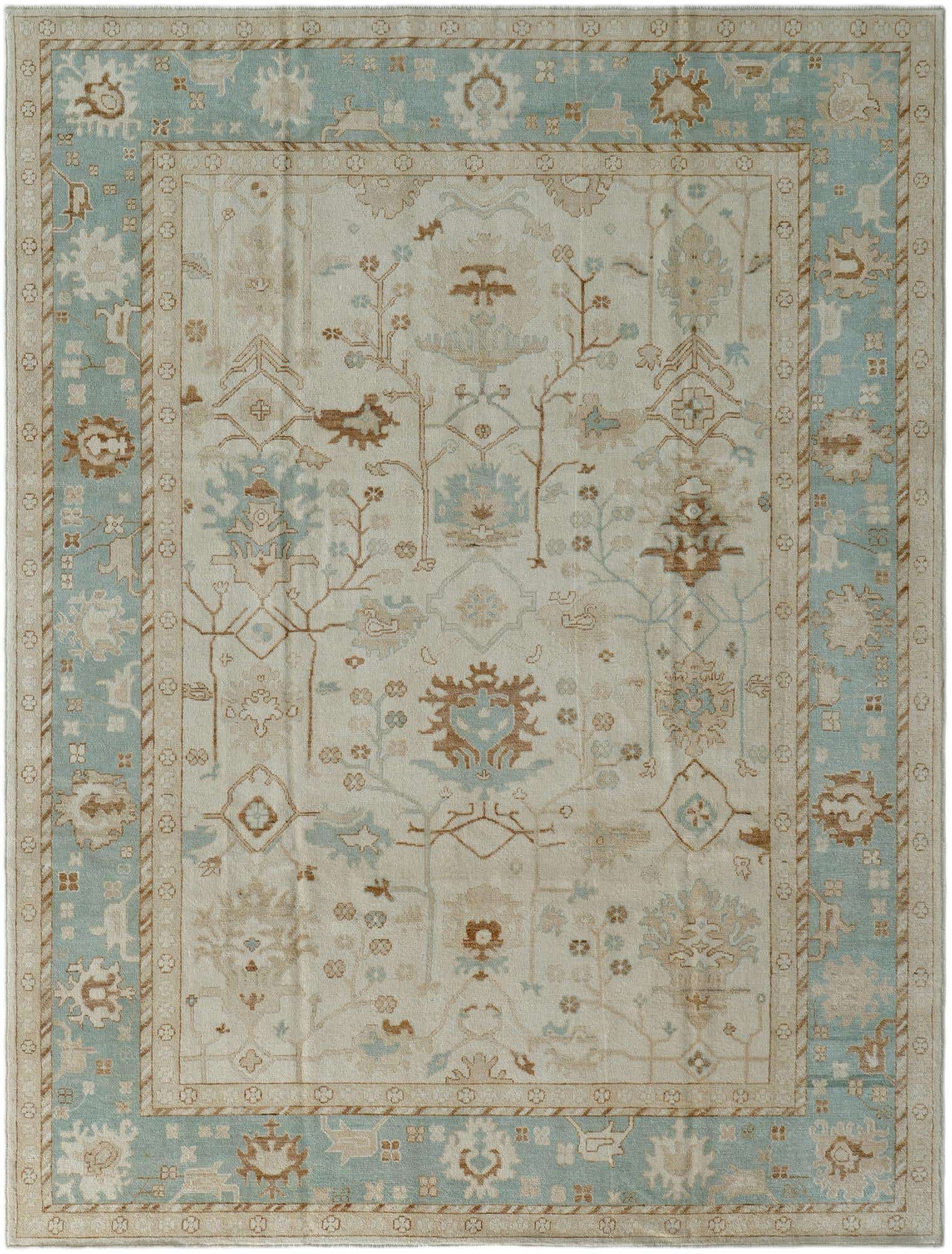 9' 2 x 12' 3 Hand Knotted Oushak Wool Rug