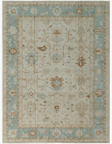 9' 2 x 12' 3 Hand Knotted Oushak Wool Rug