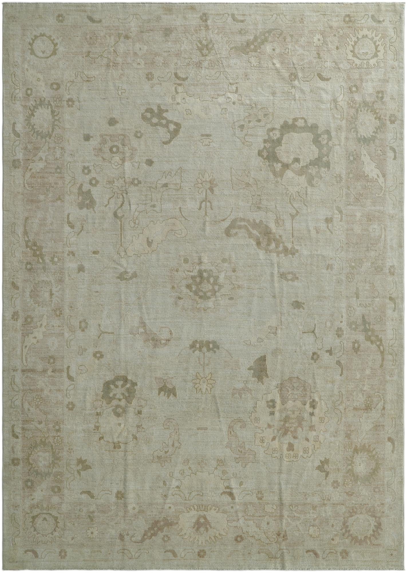 9' 10 x 13' 8 Hand Knotted Oushak Wool Rug