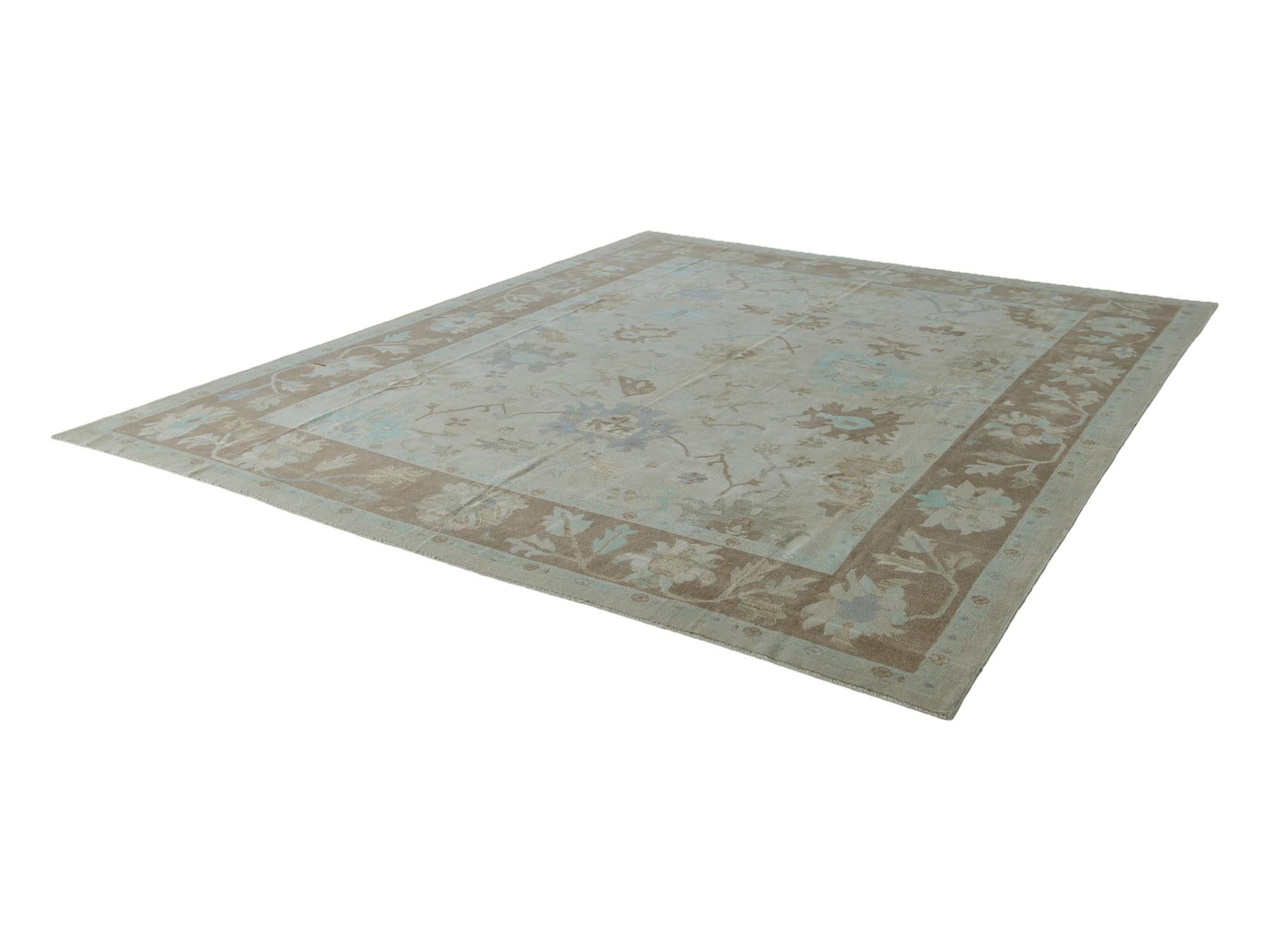 12' 6 x 15' 4 Hand Knotted Oushak Wool Rug