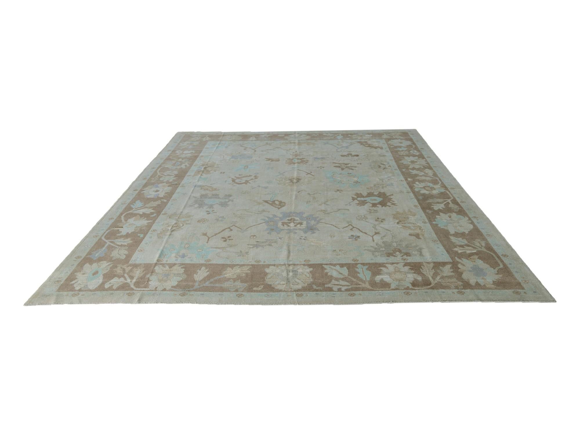 12' 6 x 15' 4 Hand Knotted Oushak Wool Rug