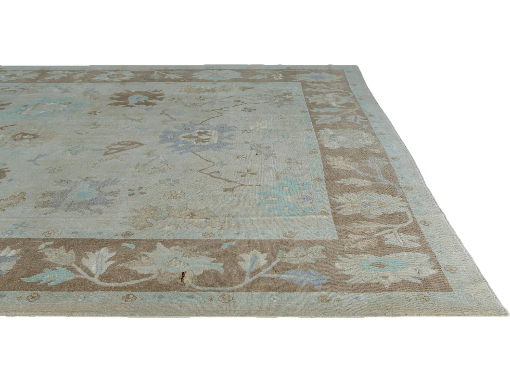 12' 6 x 15' 4 Hand Knotted Oushak Wool Rug