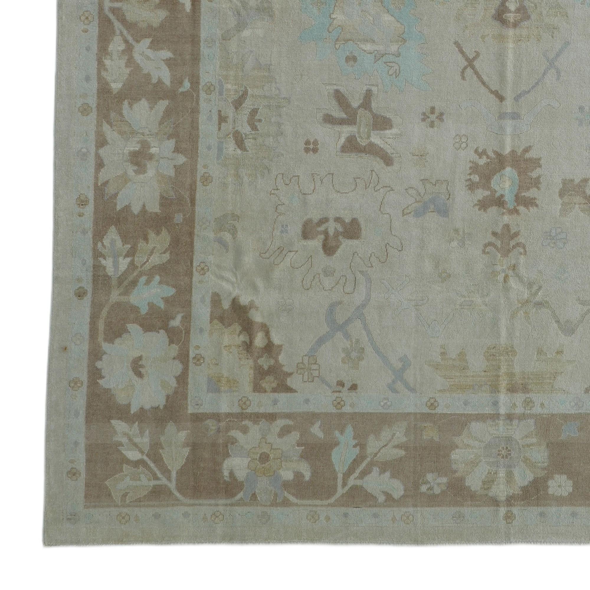 12' 6 x 15' 4 Hand Knotted Oushak Wool Rug