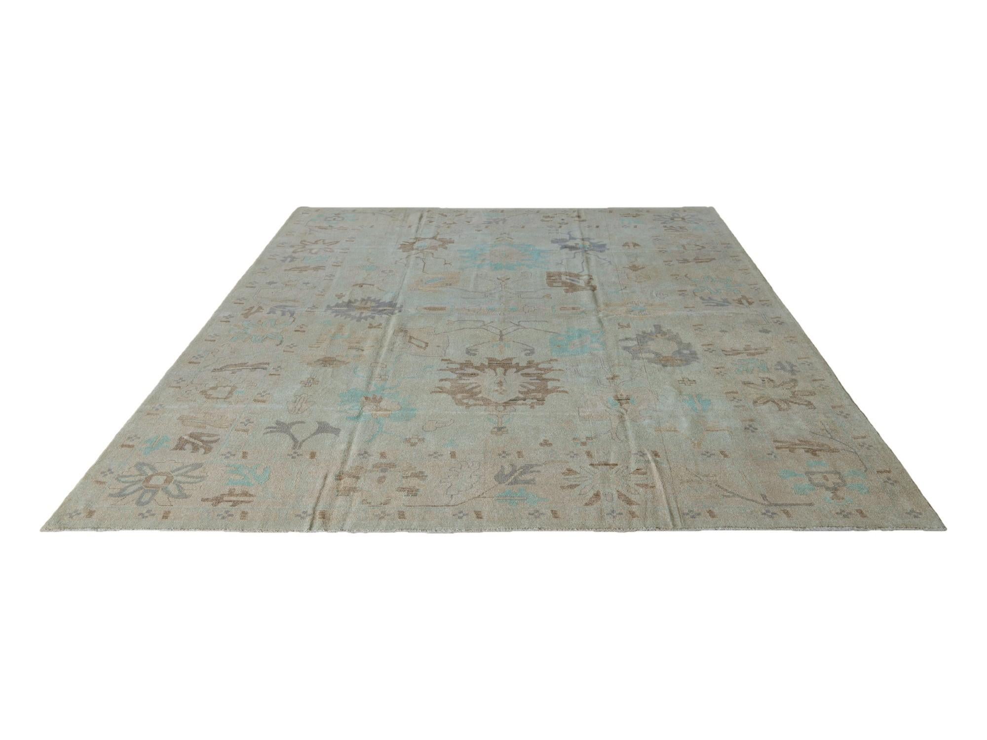 10' 4 x 13' 11 Hand Knotted Oushak Wool Rug