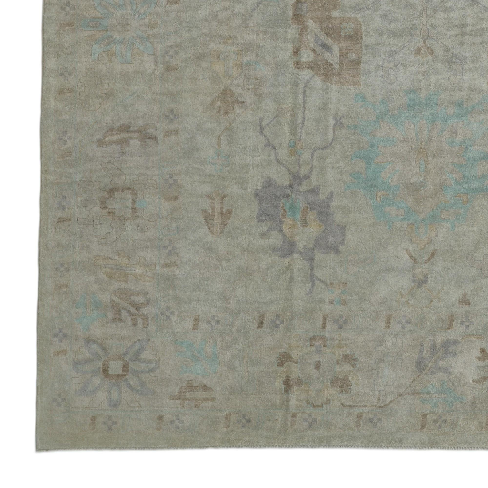 10' 4 x 13' 11 Hand Knotted Oushak Wool Rug