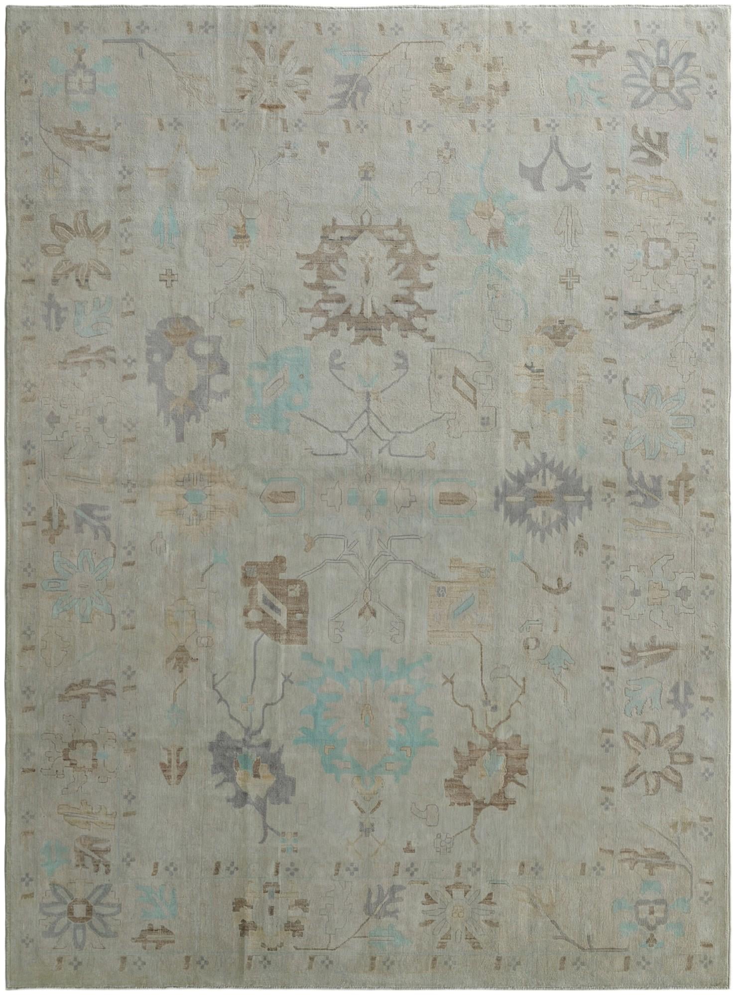 10' 4 x 13' 11 Hand Knotted Oushak Wool Rug