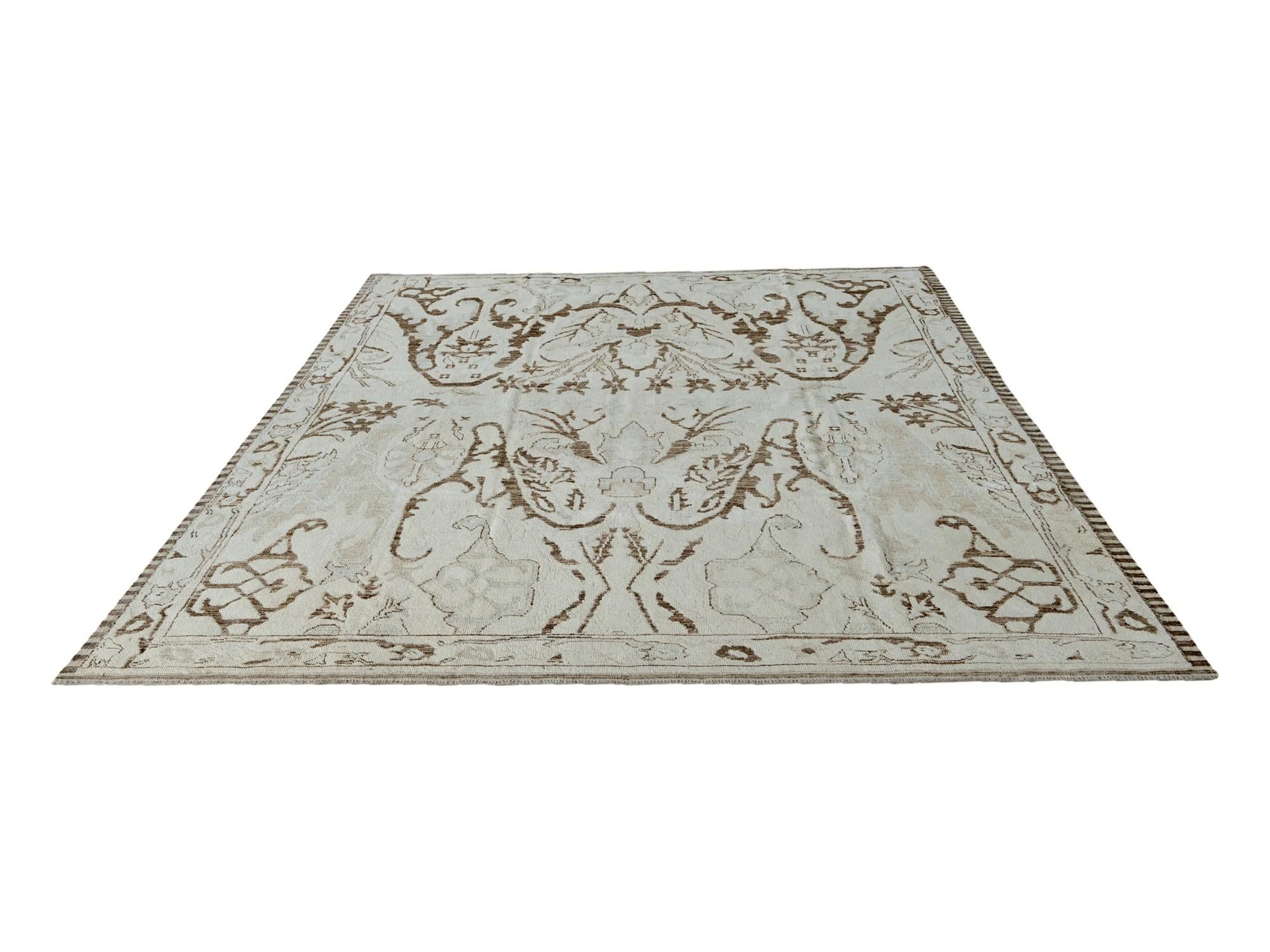 9' 7 x 12' 3 Hand Knotted Oushak Wool Rug