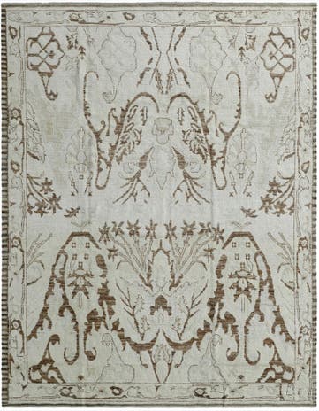 9' 7 x 12' 3 Hand Knotted Oushak Wool Rug