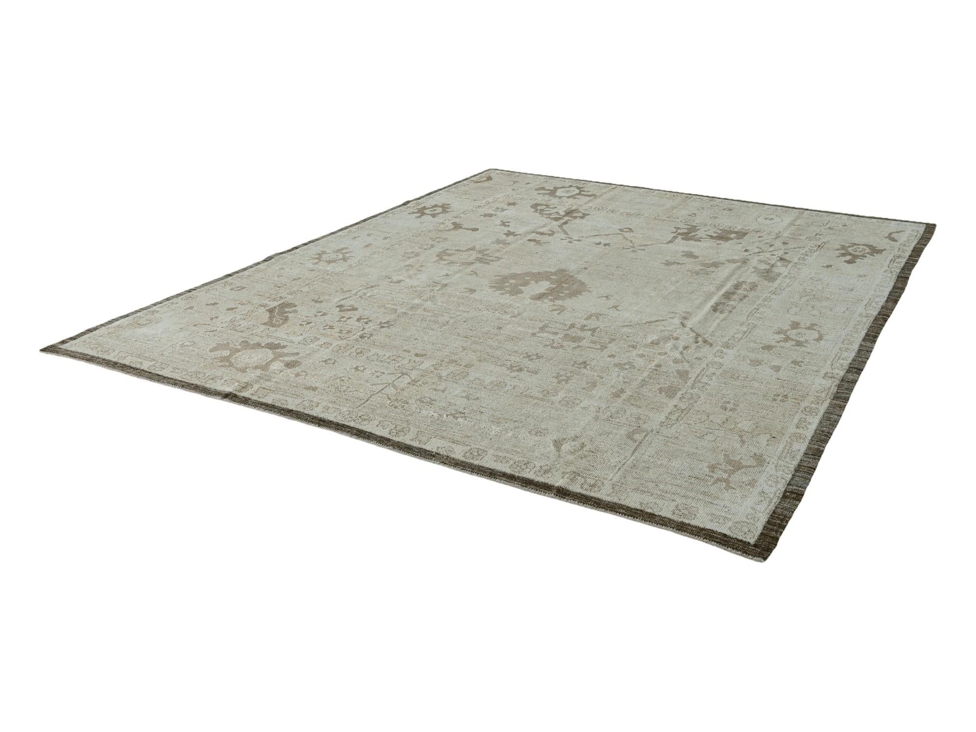 9' 2 x 11' 8 Hand Knotted Oushak Wool Rug