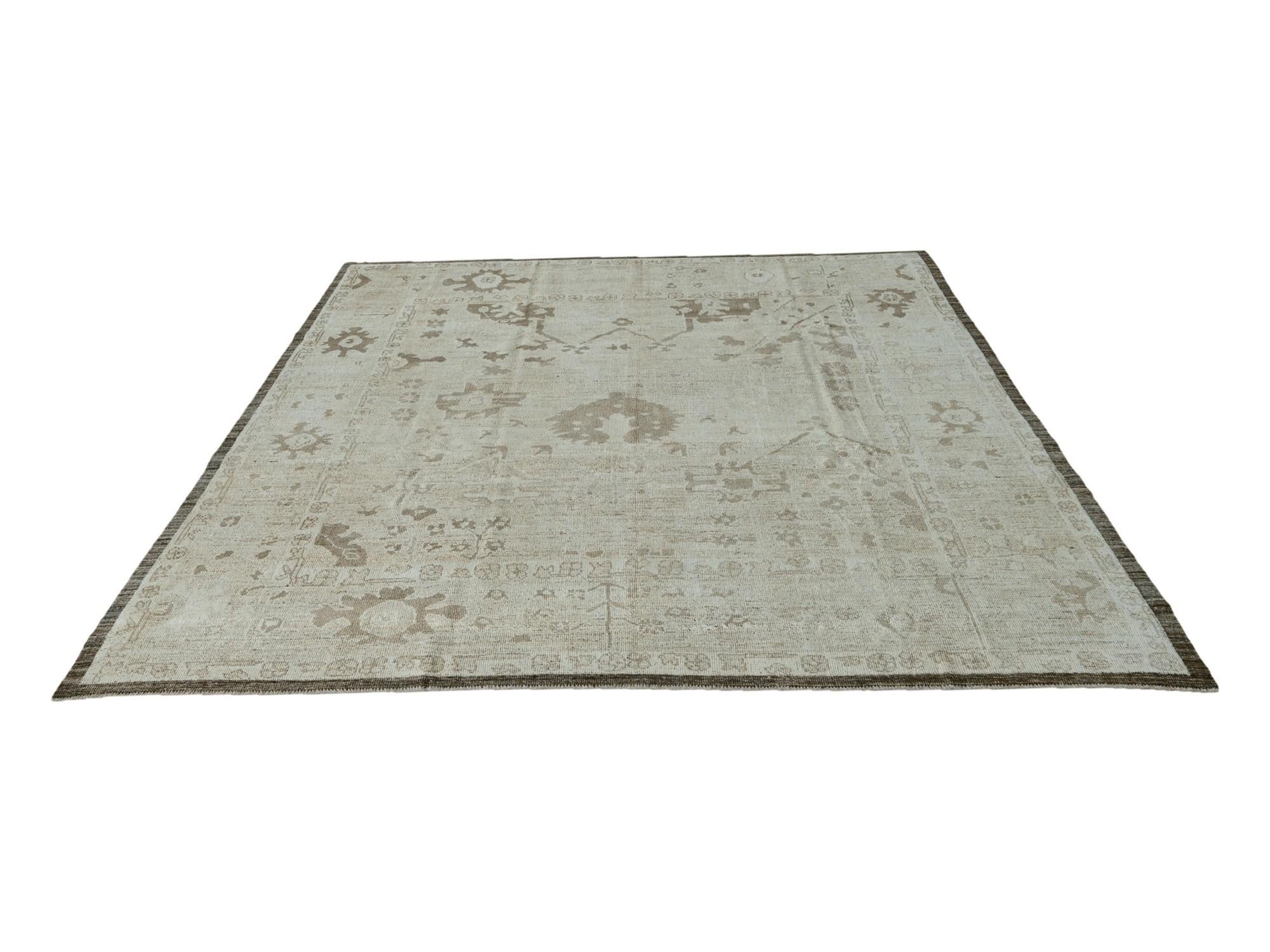 9' 2 x 11' 8 Hand Knotted Oushak Wool Rug