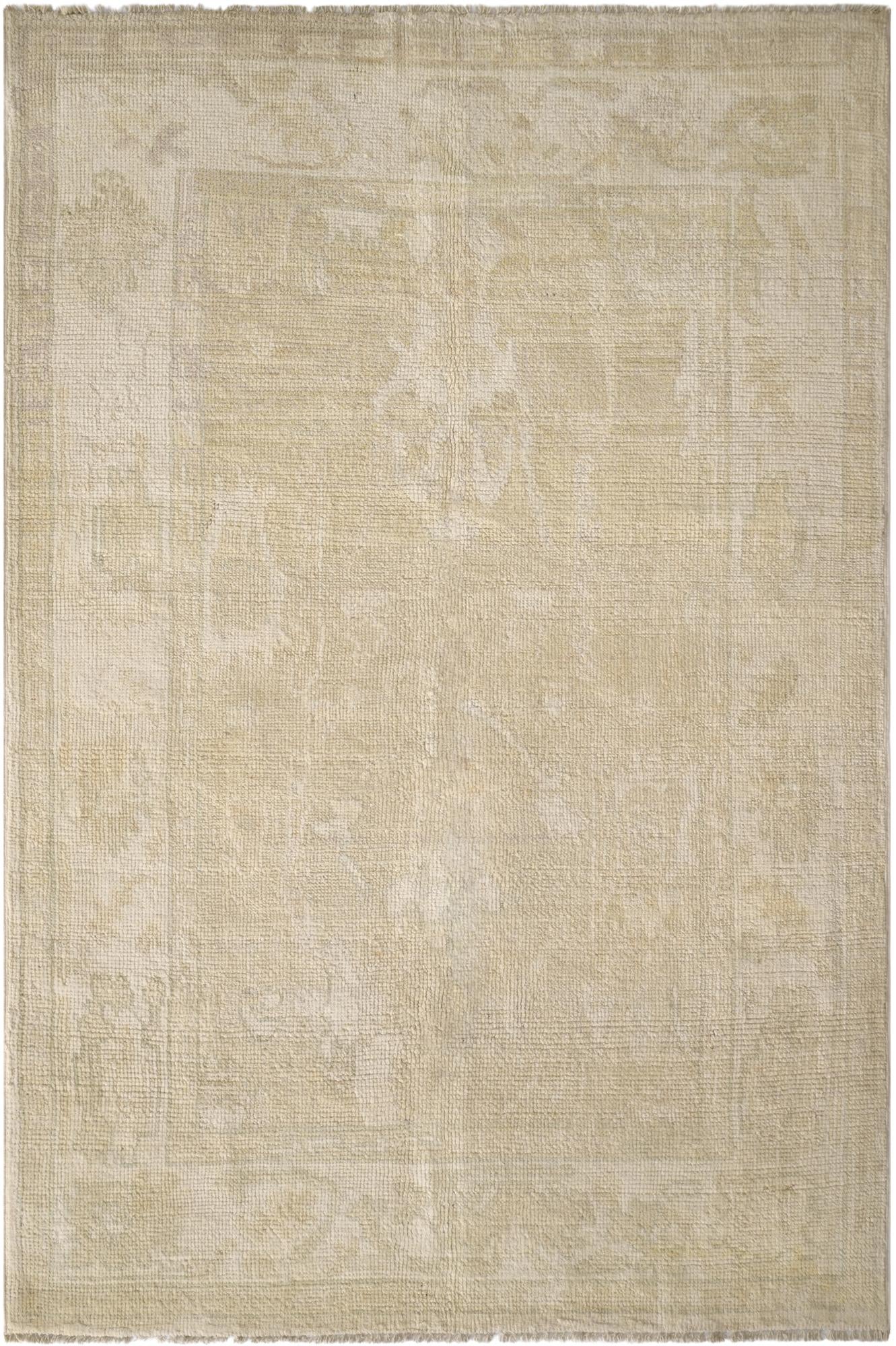4' 2 x 6' 2  Hand Knotted Oushak Wool Rug