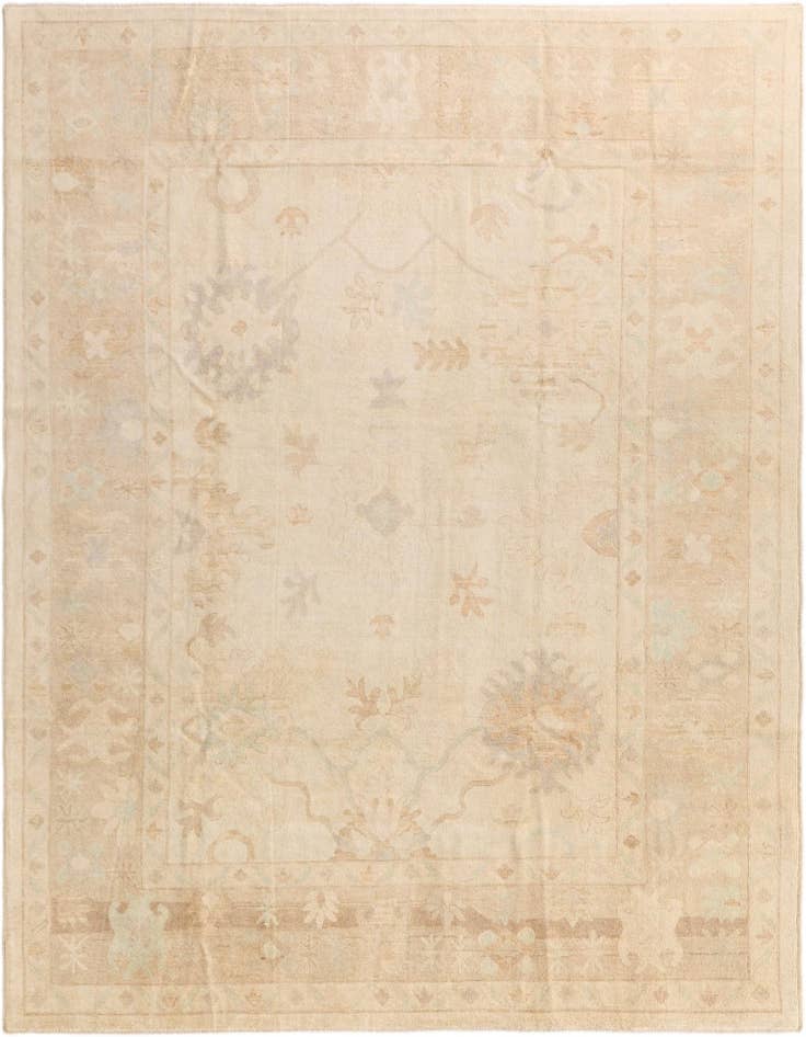 Detail image of 9' 1 x 12' 3 Hand Knotted Oushak Wool Rug