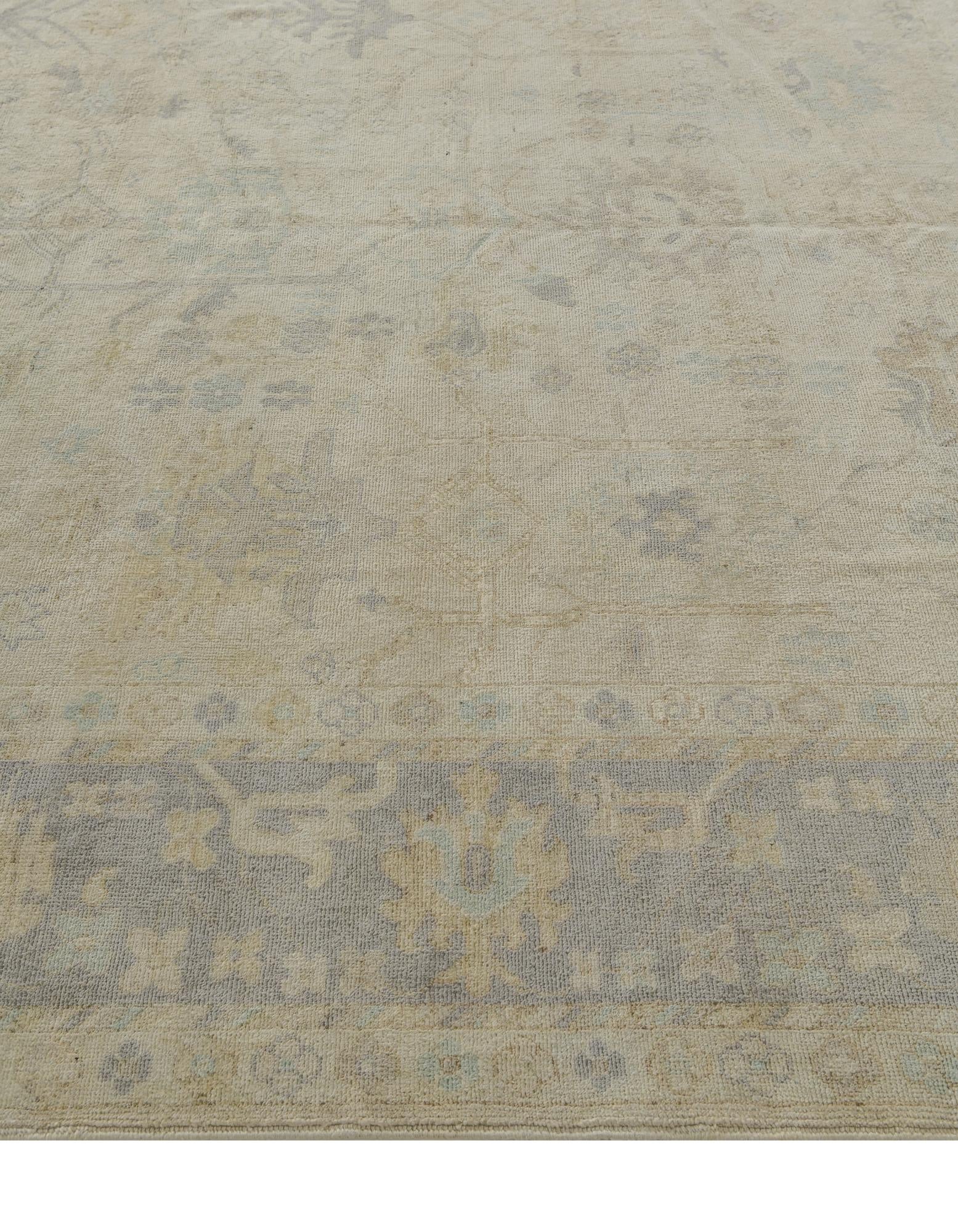 9' x 12' 1 Hand Knotted Oushak Wool Rug