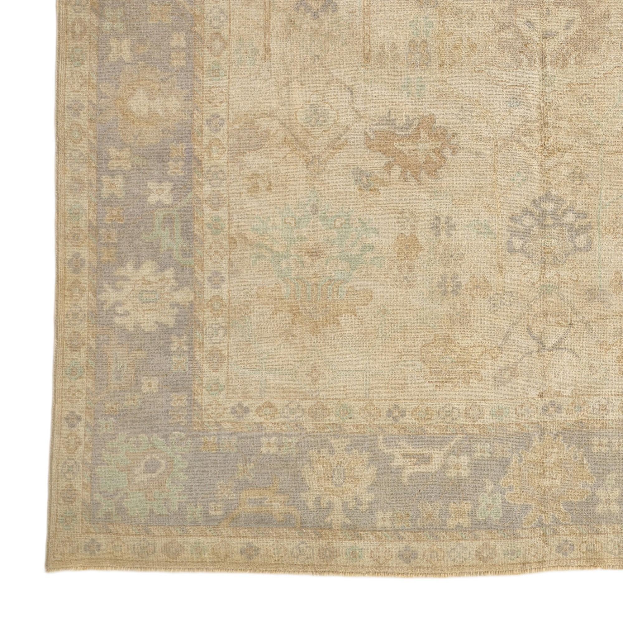 9' x 12' 1 Hand Knotted Oushak Wool Rug
