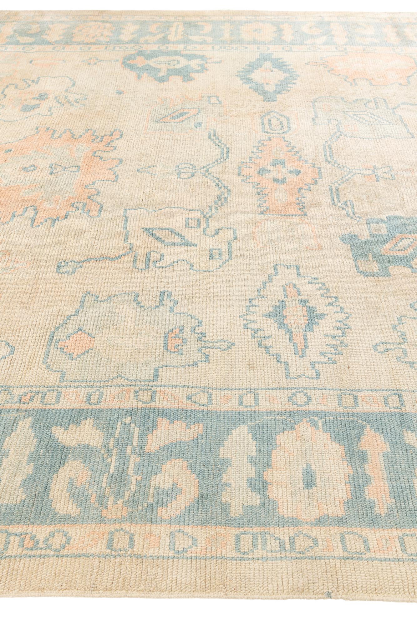 9' 6 x 11' 9 Hand Knotted Oushak Wool Rug