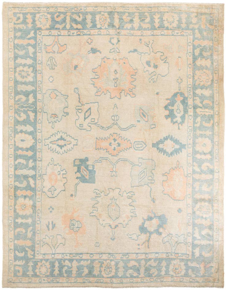 Detail image of 9' 6 x 11' 9 Hand Knotted Oushak Wool Rug