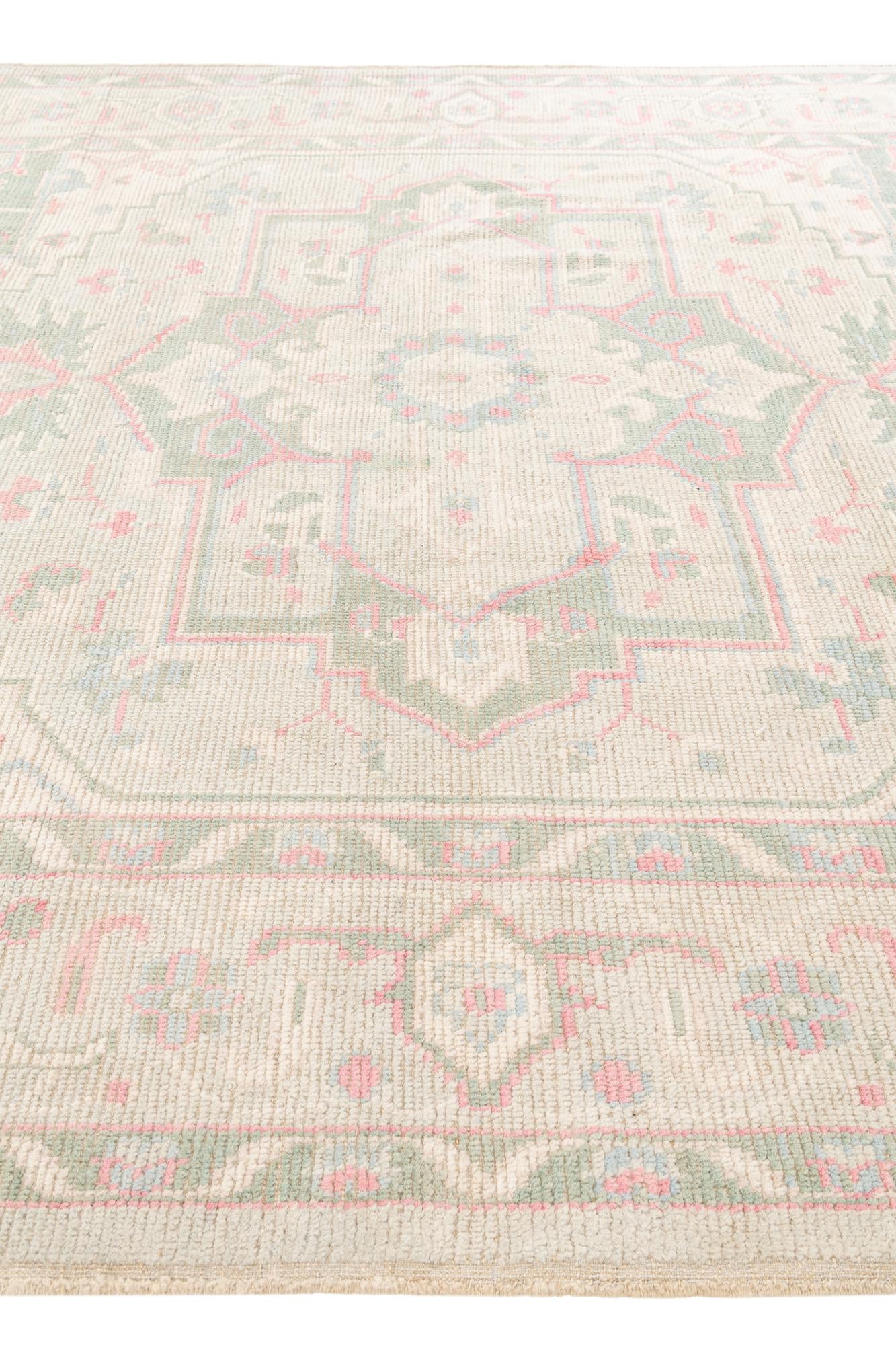 8' 7 x 10' 5 Hand Knotted Oushak Wool Rug