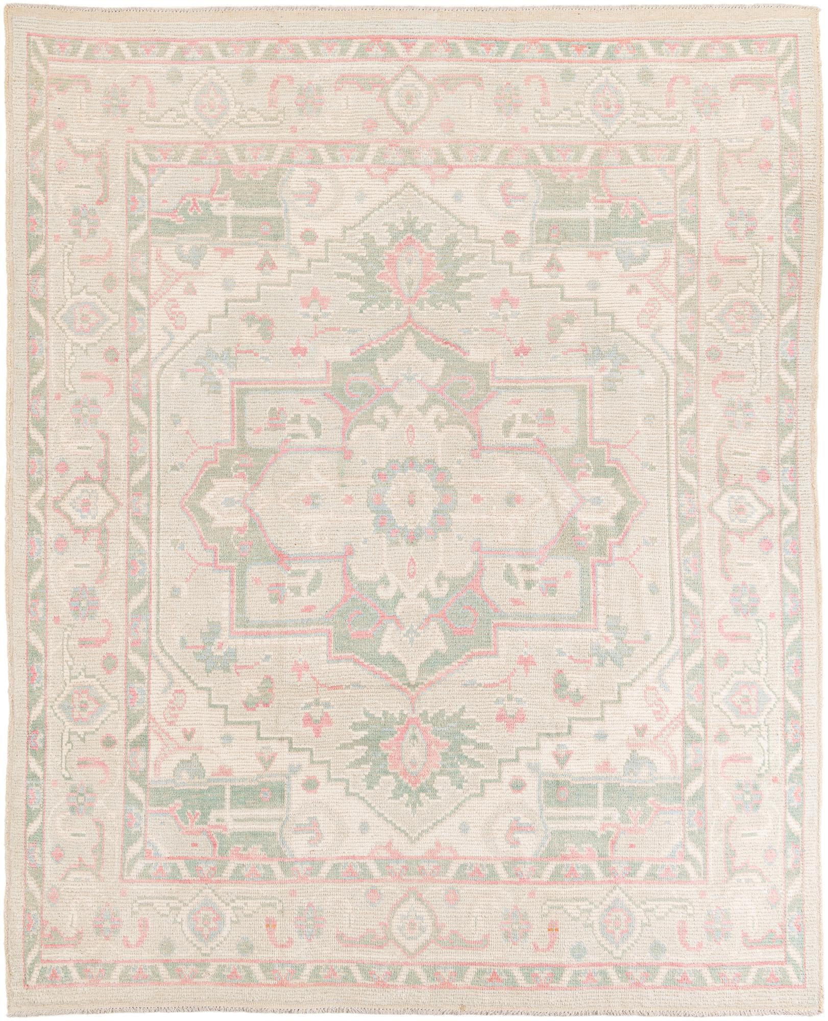 8' 7 x 10' 5 Hand Knotted Oushak Wool Rug