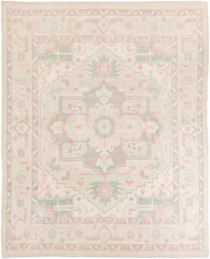 Detail image of 8' 7 x 10' 5 Hand Knotted Oushak Wool Rug