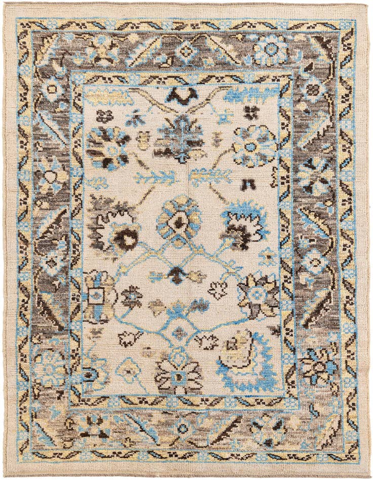 Detail image of 6' 6 x 9' 8 Hand Knotted Oushak Wool Rug